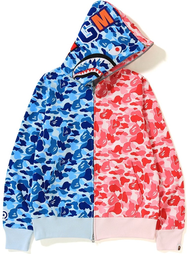 Half blue half purple bape hoodie Clearance
