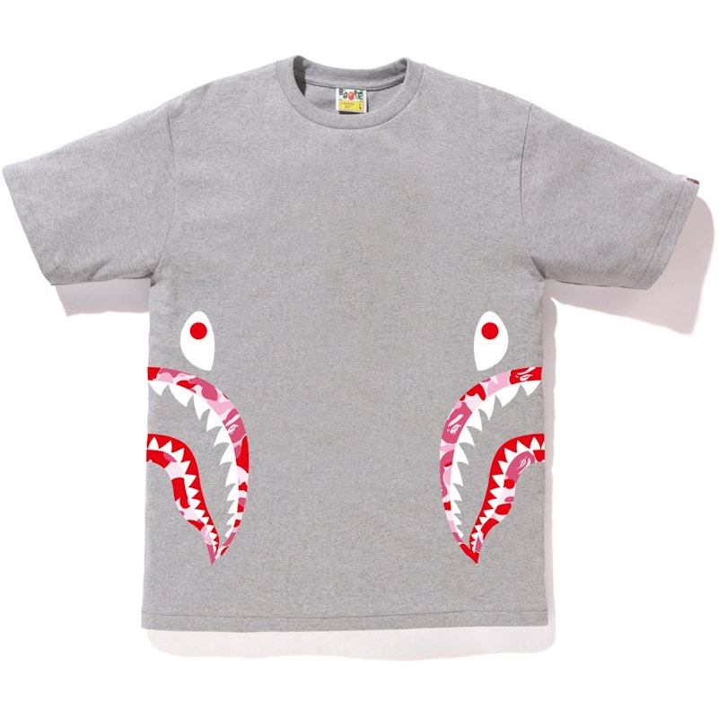 BAPE ABC Side Shark Tee Gray/Pink Men's - SS18 - US