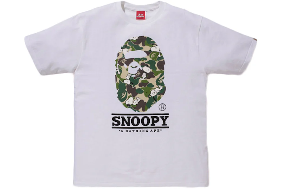 BAPE X Peanuts ABC Snoopy Camo Apehead Tee White/Green