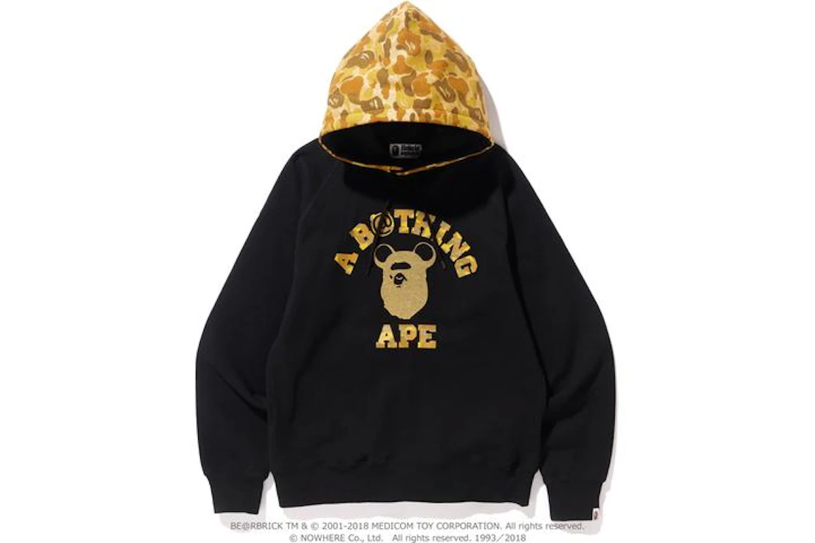 BAPE Ape Head Bear College Pullover  Hoodie Black/Gold