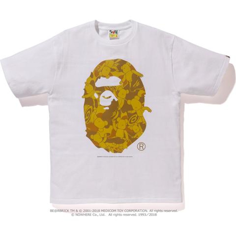 BAPE Ape Head Bearbrick Tee M Medicomtoy White Gold ES