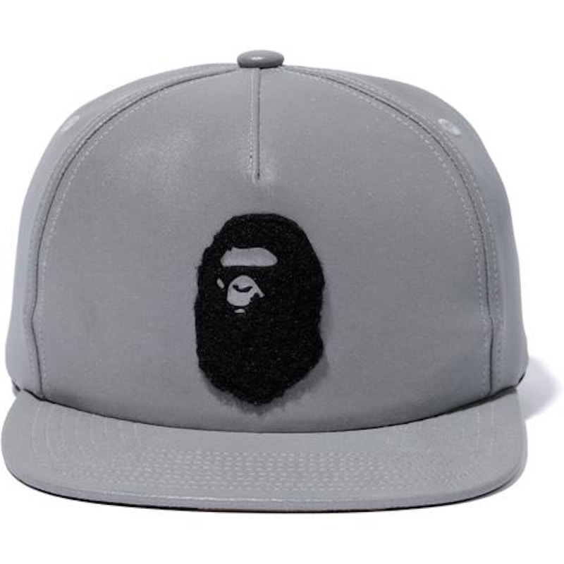 BAPE Ape Head Reflector Snap Back Cap Cap Silver