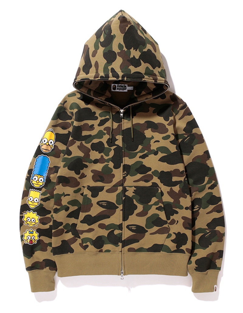 BAPE X The Simpsons Baby Milo 1st Camo Sleeve Print Full Zip