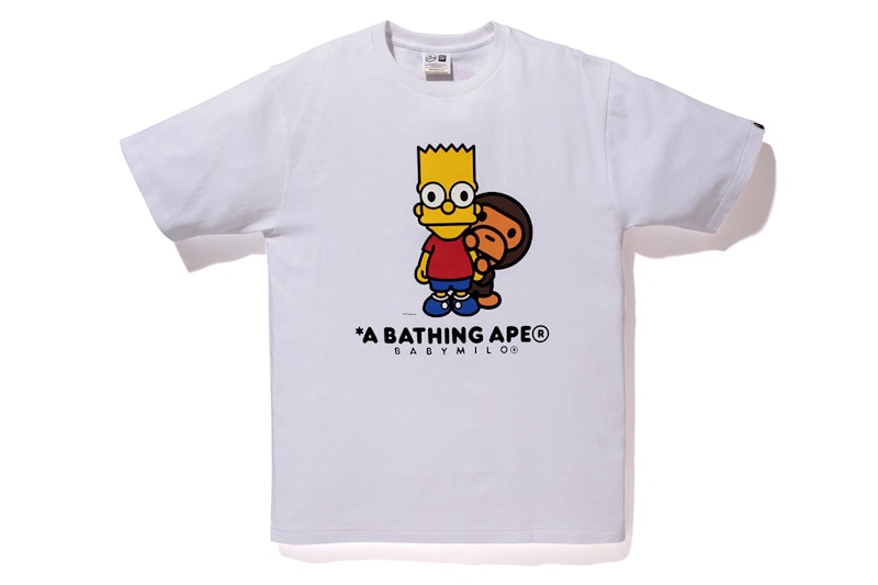 BAPE X The Simpsons Baby Milo Behind Bart Tee White Men's - FW14 - US