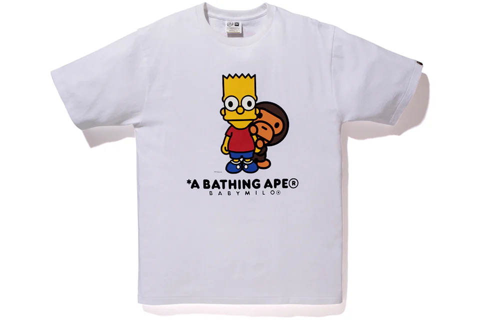 BAPE X The Simpsons Baby Milo Behind Bart Tee White