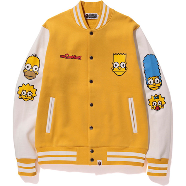 BAPE X The Simpsons Baby Milo Varsity Jacket Yellow Men's - FW14 - US