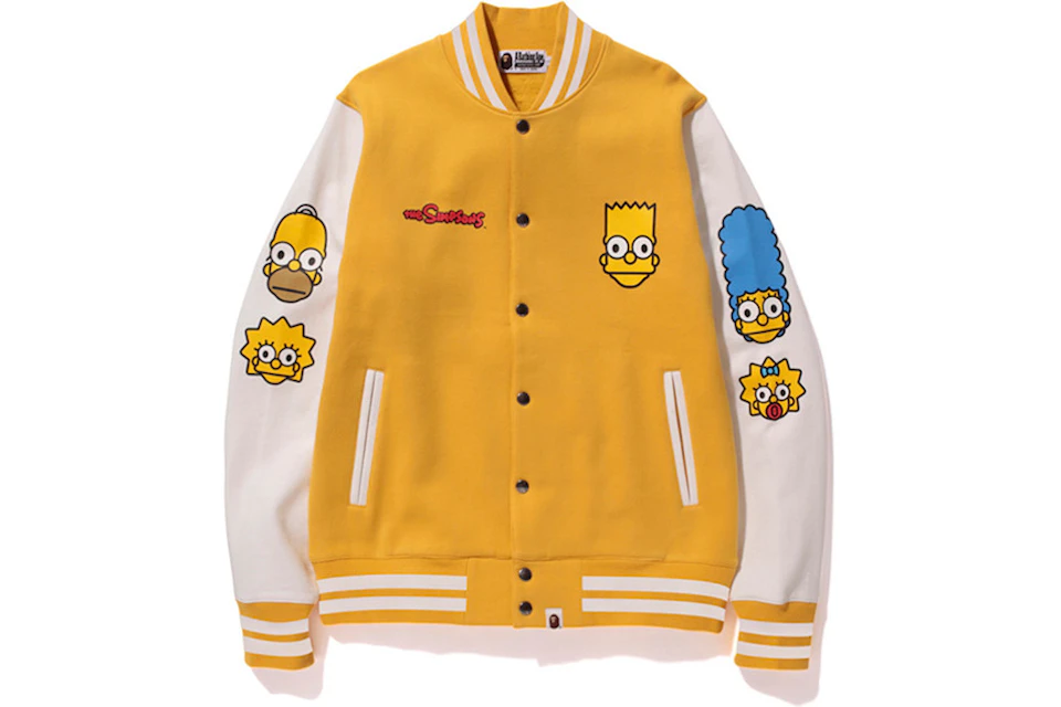 BAPE X The Simpsons Baby Milo Varsity Jacket Yellow
