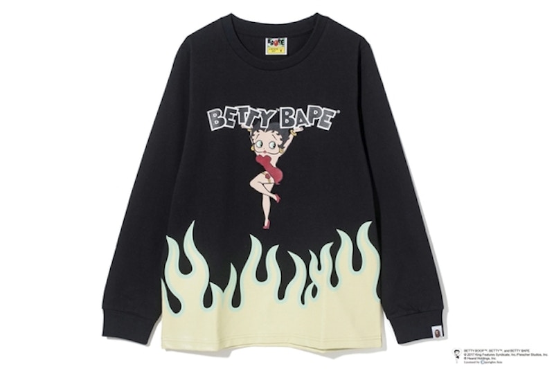 BAPE Bettybape Flame L/S Tee (Ladies) Black - US