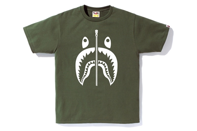 BAPE Bicolor Shark Tee Olive Drab Men's - US