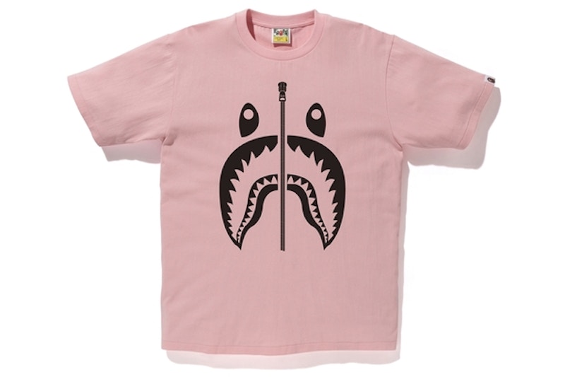 white and pink bape shirt