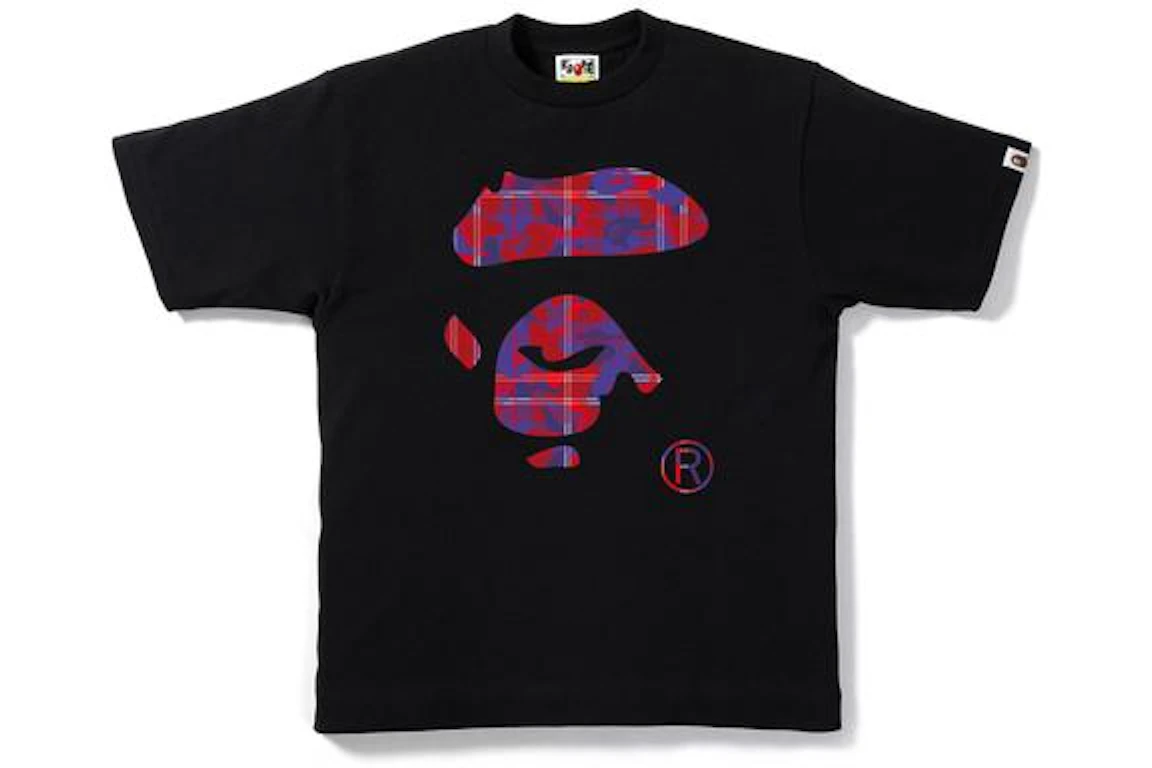 BAPE Check Camo Ape Face Tee Black/Red