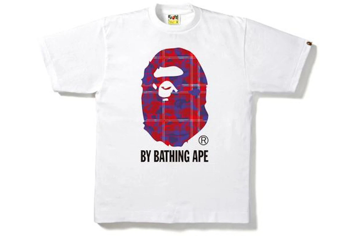 BAPE Check Camo by Bathing Tee Tee White/Red