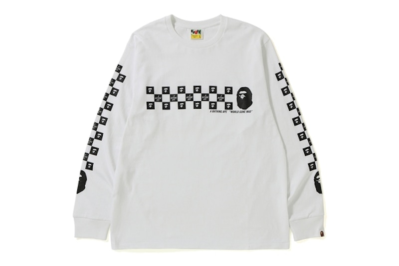 BAPE Checker L/S Tee White