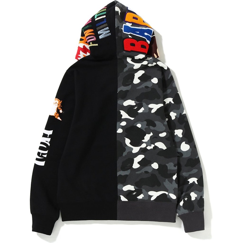 Bape city camo tiger shark full store zip hoodie black