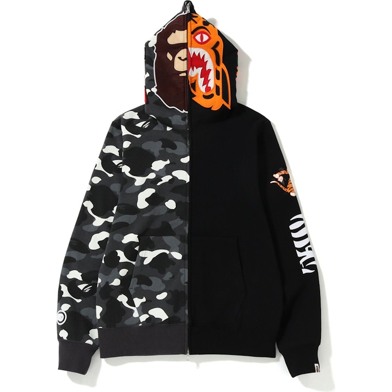 BAPE City Camo 2nd Ape Tiger Full Zip Hoodie Black Men's - SS19 - US