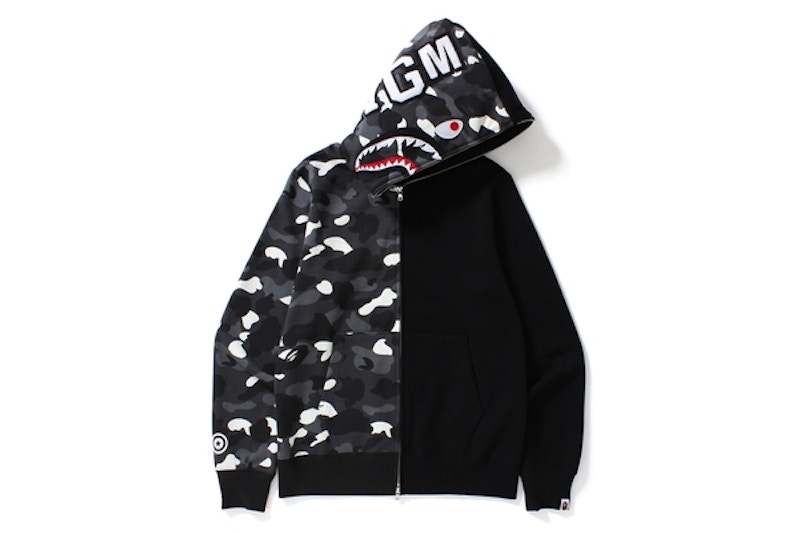 BAPE City Camo Half Shark Full Zip Hoodie Black