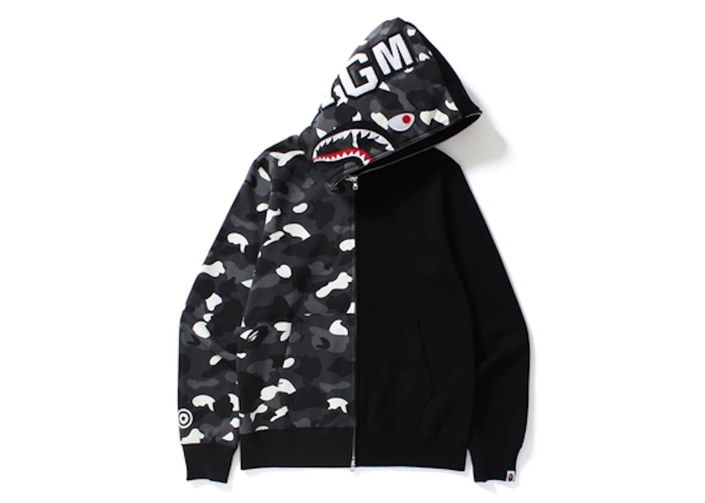 Bape space camo shark full zip hoodie black Clearance
