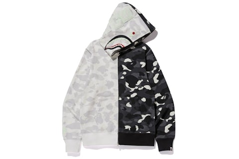 BAPE City Camo Half Shark Full Zip Hoodie White/Black Men's US