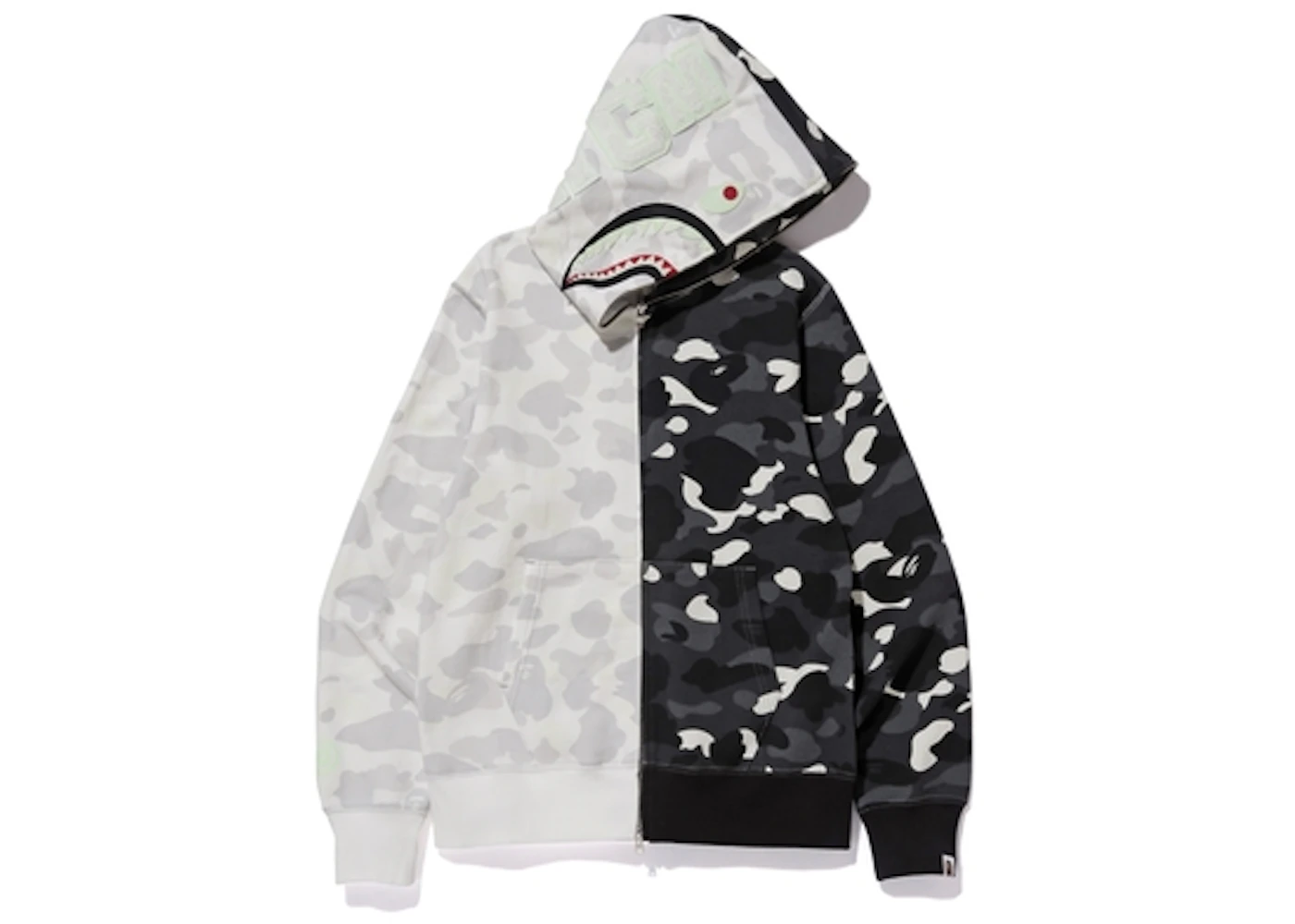 BAPE City Camo Half Shark Full Zip Hoodie White/Black Men's US