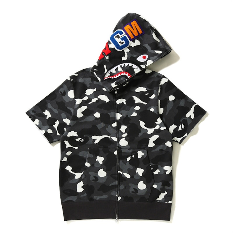 BAPE City Camo S/S Shark Full Zip Hoodie Black - SS18 - US