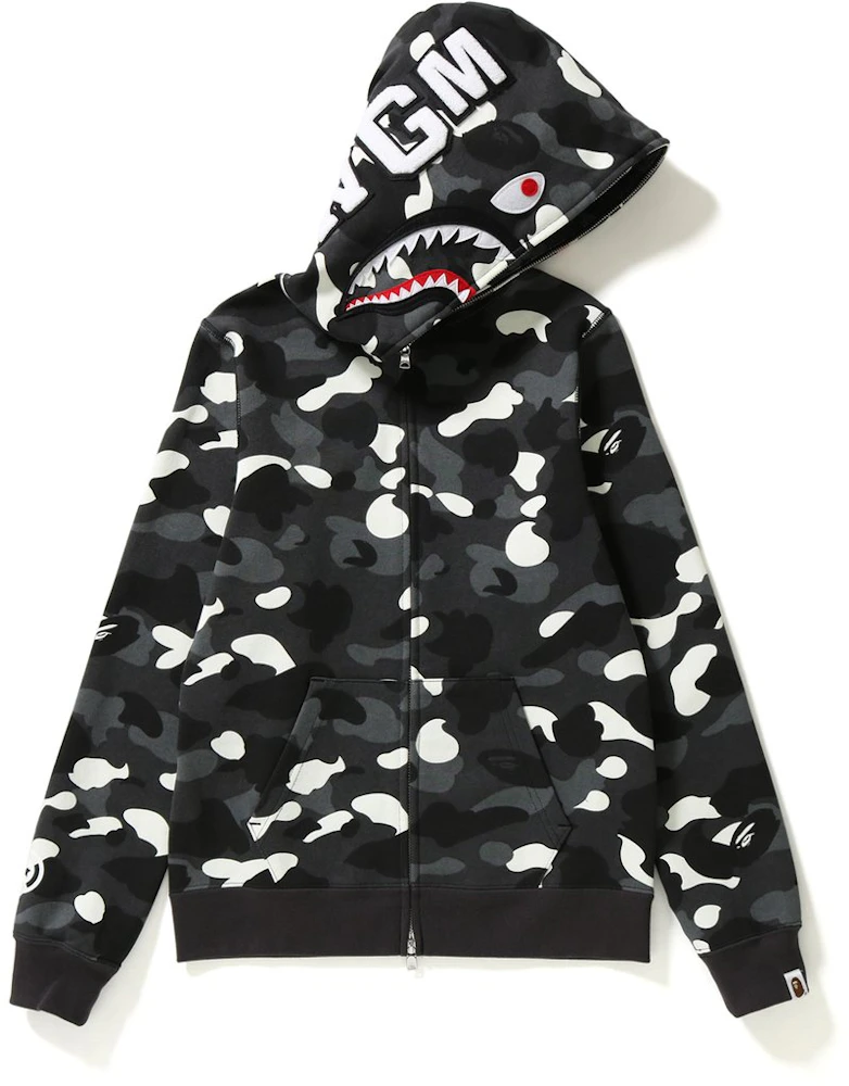 BAPE Text Color Camo WGM Wappen Shark Black XL Full Zip Jacket