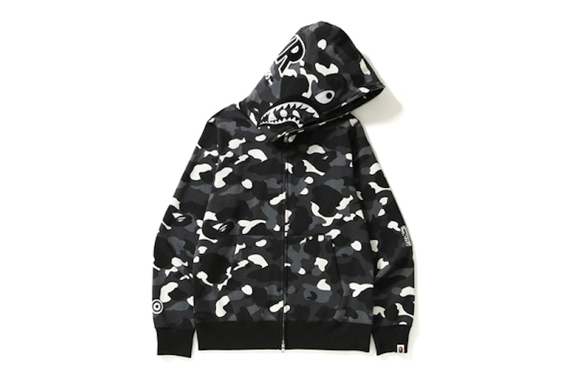 BAPE City Camo Shark Full Zip Hoodie Black 男装- CN