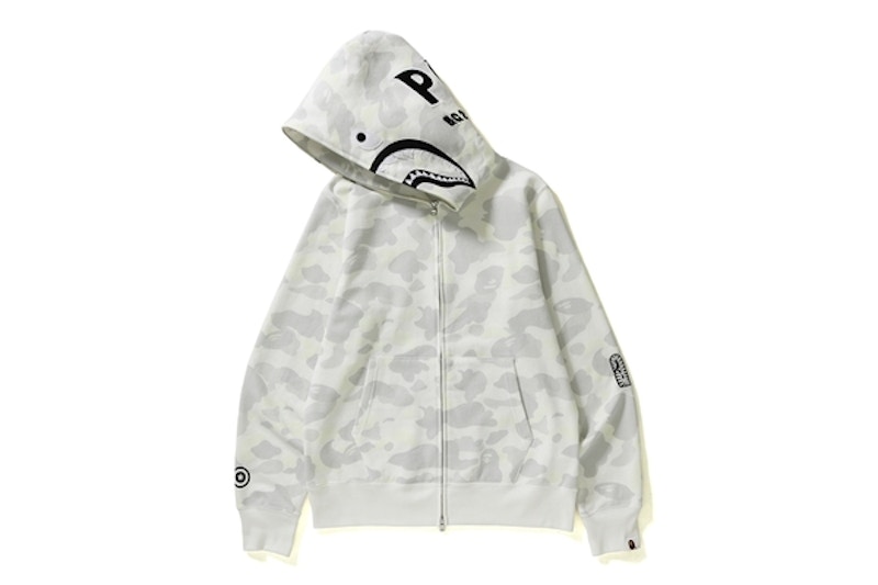 BAPE City Camo Shark Full Zip Hoodie White Black Men s US