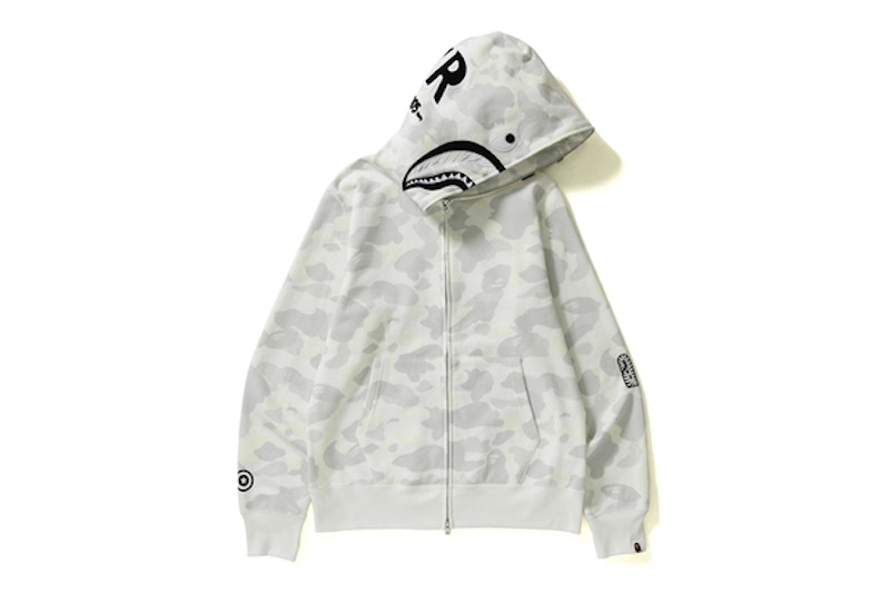 BAPE City Camo Shark Full Zip Hoodie White/Black - US