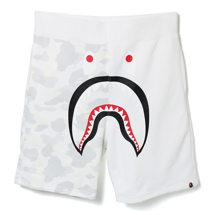 BAPE City Camo Shark Sweat Shorts White - SS18 - US