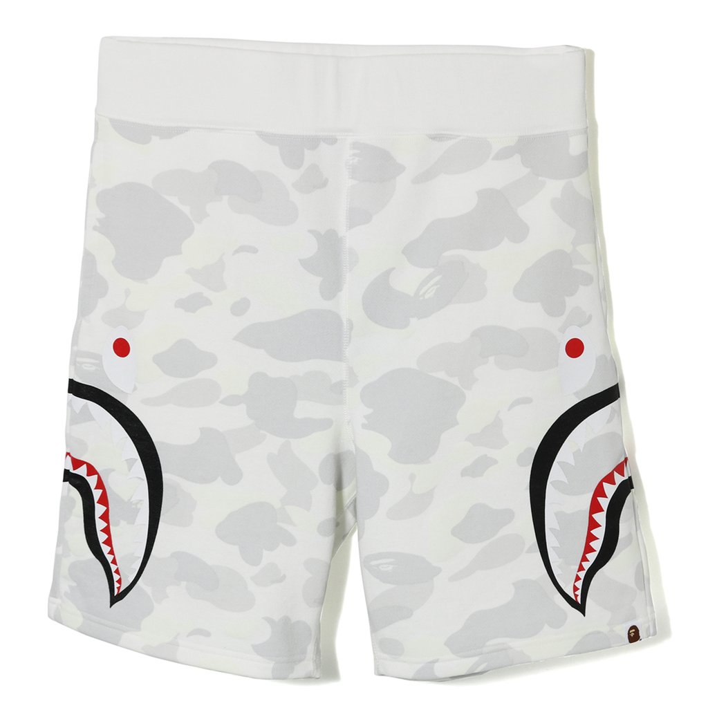 BAPE City Camo Side Shark Sweat Shorts White - FW18 - US