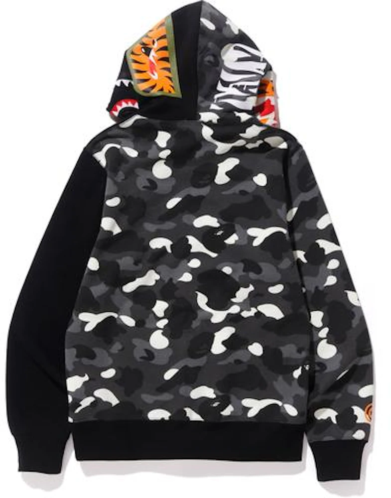 BAPE City Camo Tiger Shark Full Zip Hoodie Black Men's - US