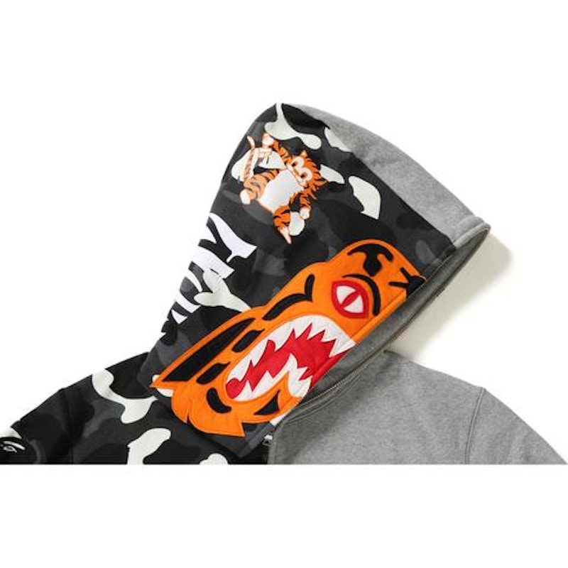 Bape city camo tiger shark sale full zip hoodie black