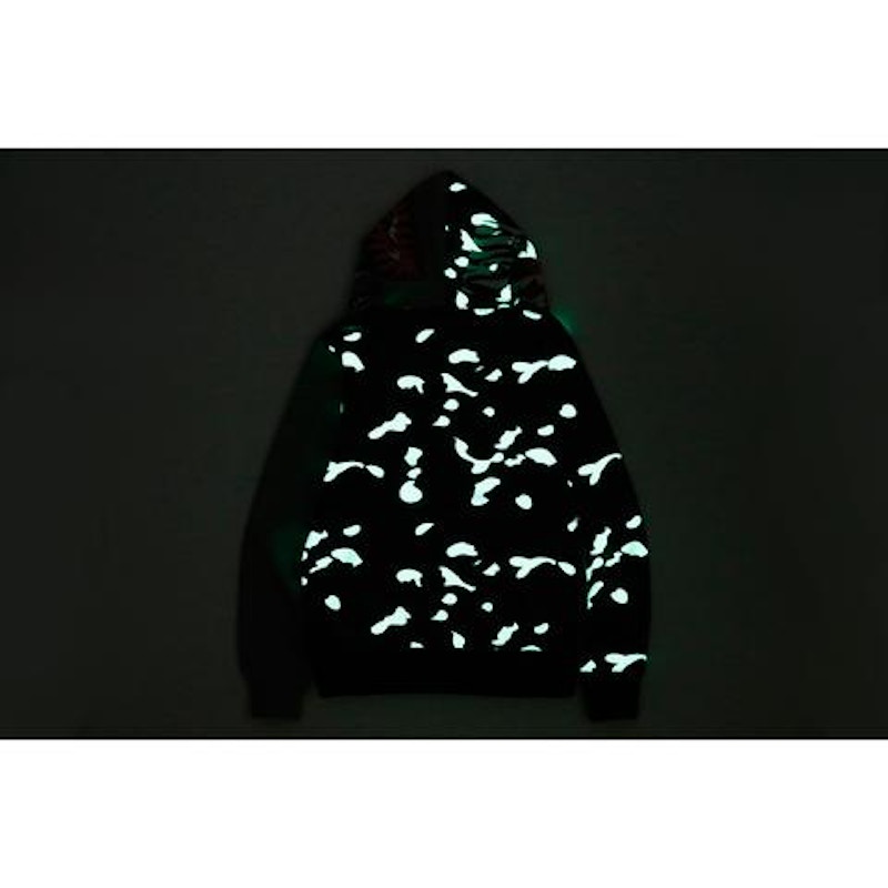 Bape city camo shark hoodie glow in the dark on sale black