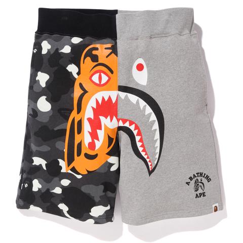 BAPE City Camo Tiger Shark Sweat Shorts Gray Men's - US