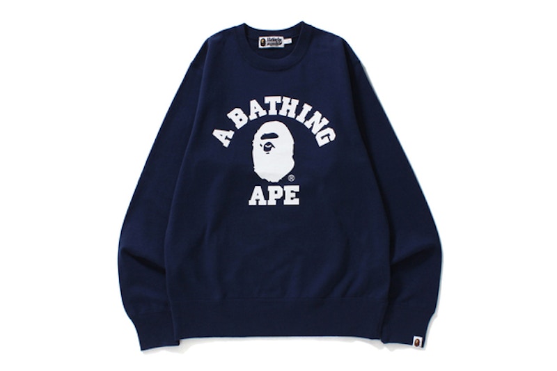 BAPE College Crewneck Navy Men's - US