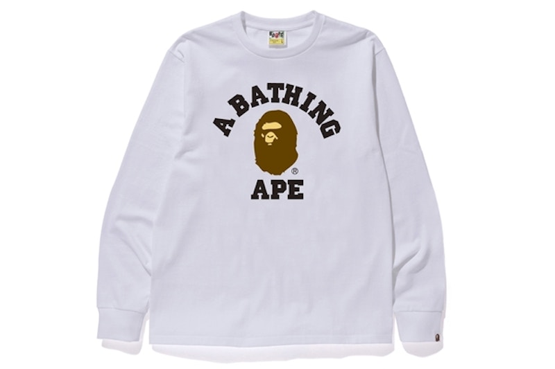 BAPE College L/S Tee White Men's - US