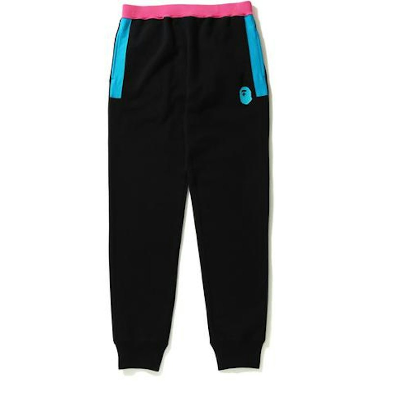BAPE Color Block Slim Sweat Pants Pants (Ladies) Black