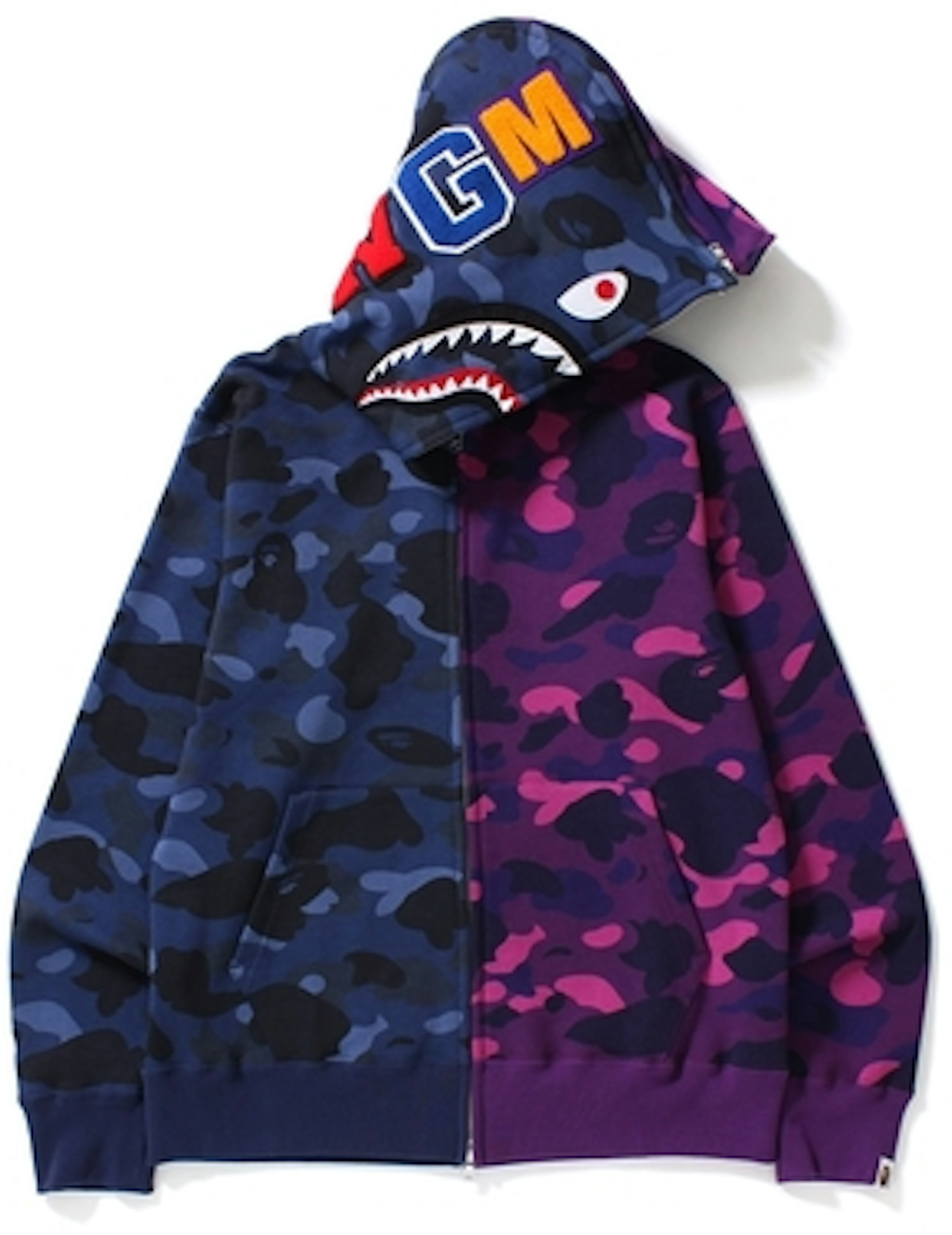 BAPE Color Camo 1/2 Shark Full Zip Hoodie Navy Camo