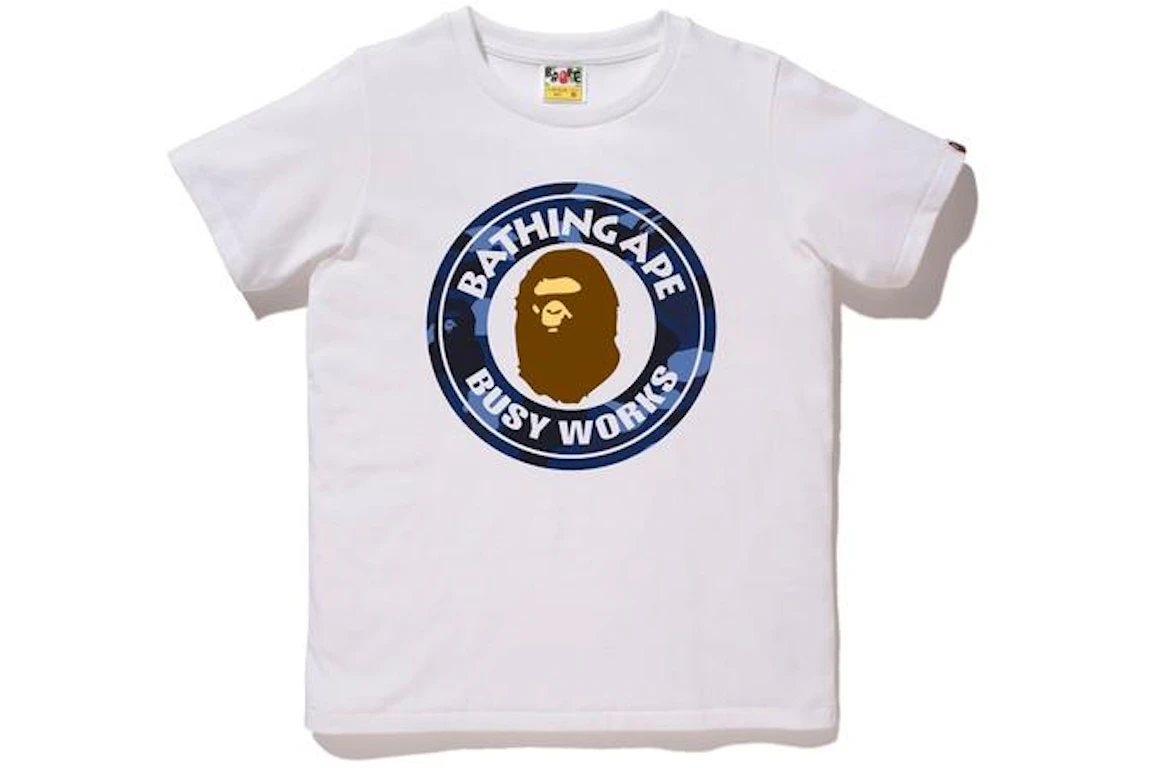 BAPE Color Camo Busy Works Tee L White/Navy