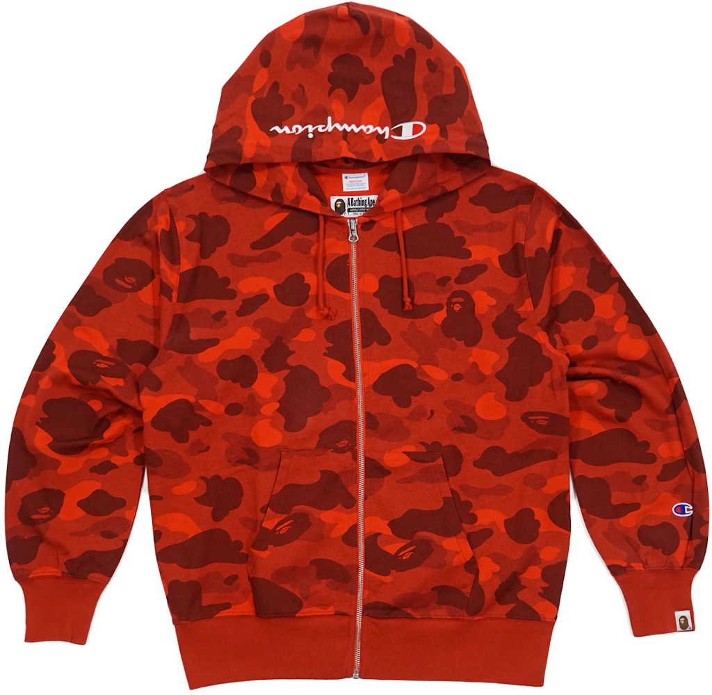 Ofre ægtemand sy BAPE Color Camo Champion Full Zip Hoodie Red Men's - US