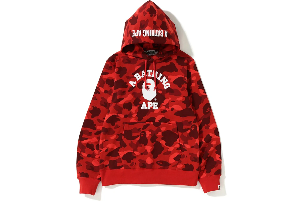 BAPE Color Camo College Pullover Hoodie Red
