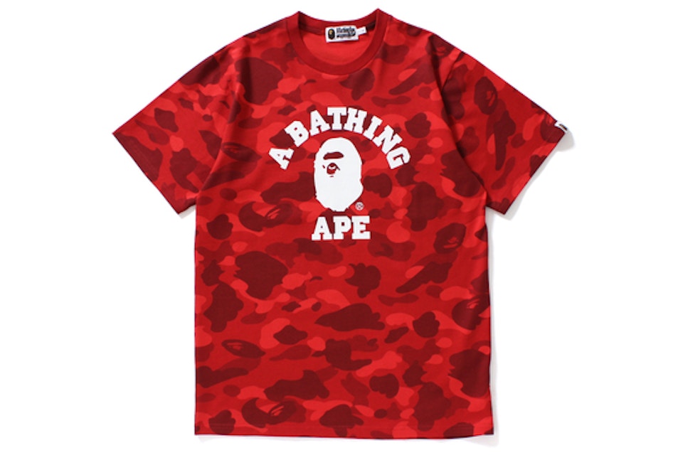 Bape Color Camo College Tee Red Bape Color Camo College Tee Red