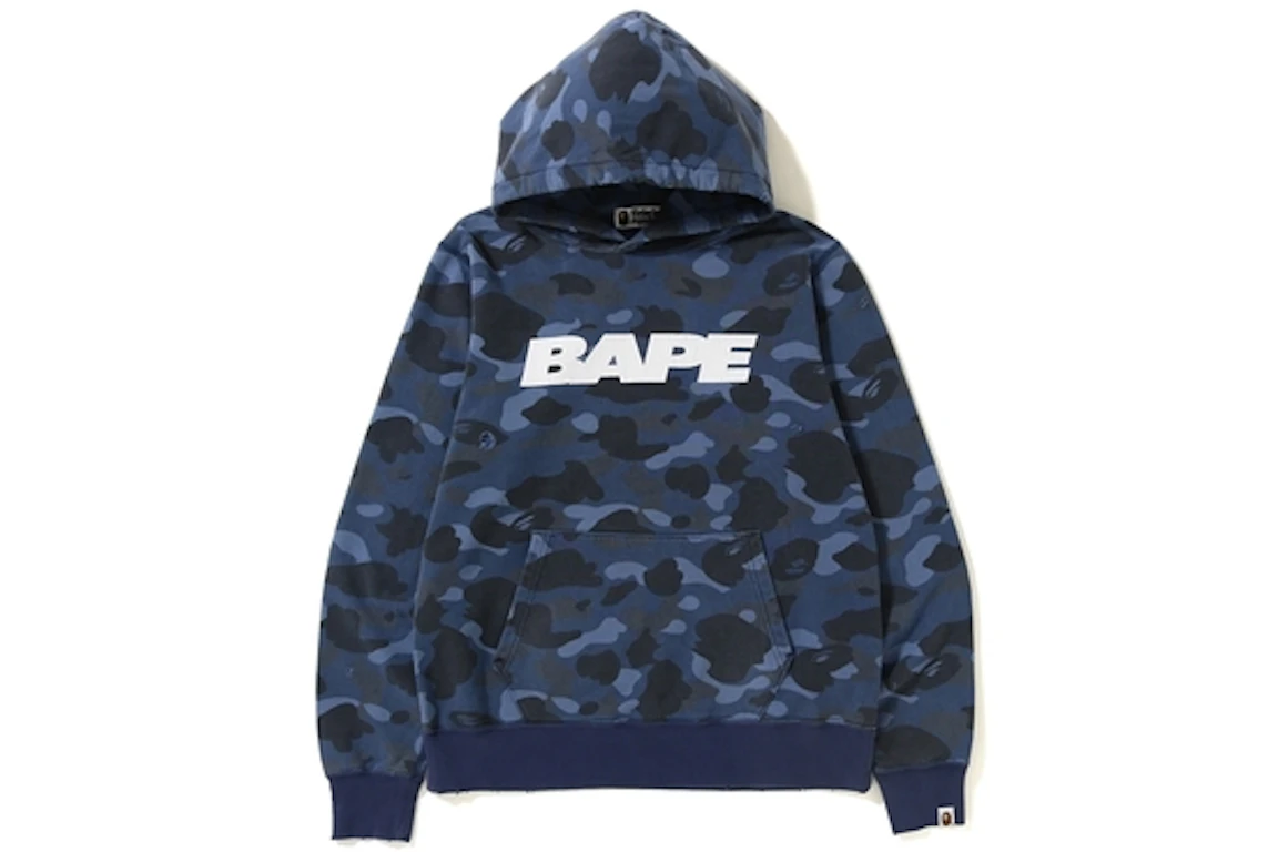 BAPE Color Camo Damage Wide Pullover Hoodie Blue