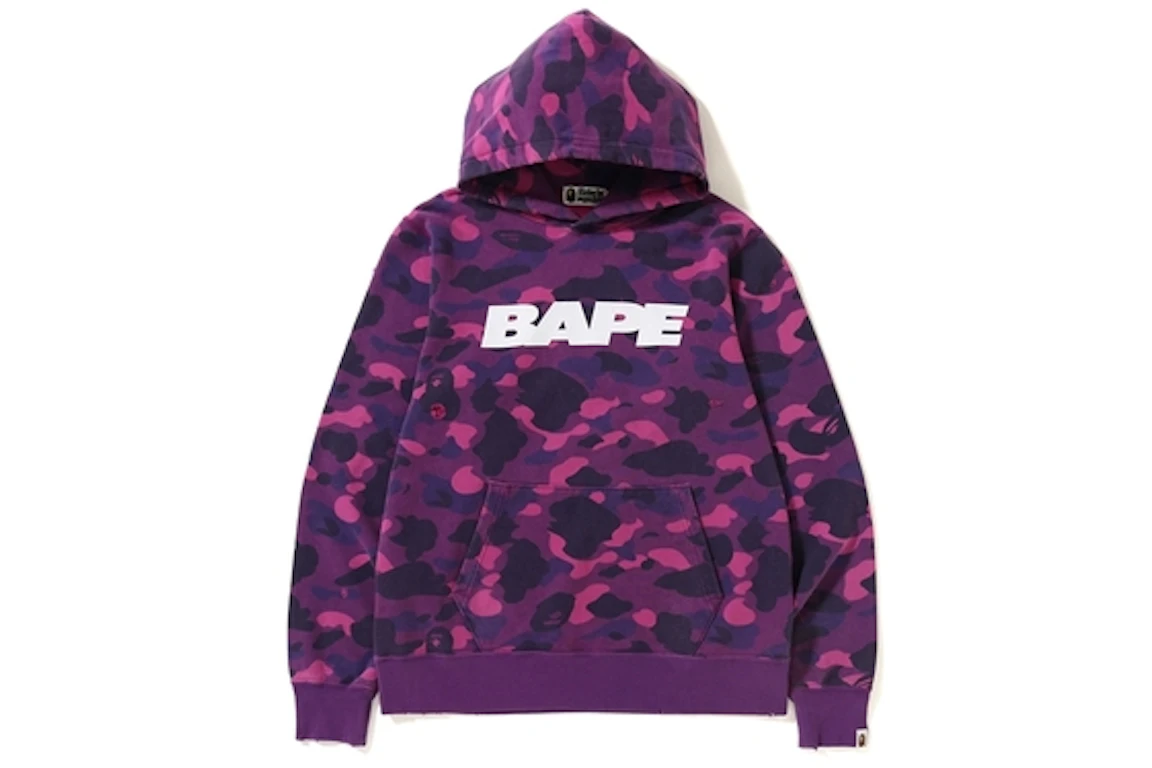 BAPE Color Camo Damage Wide Pullover Hoodie Purple