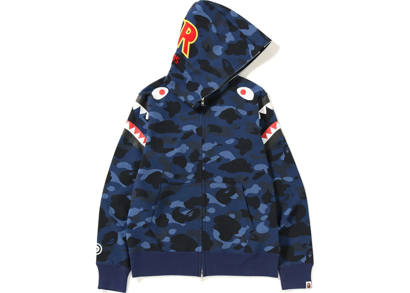 Bape color camo shark full zip hoodie blue Clearance