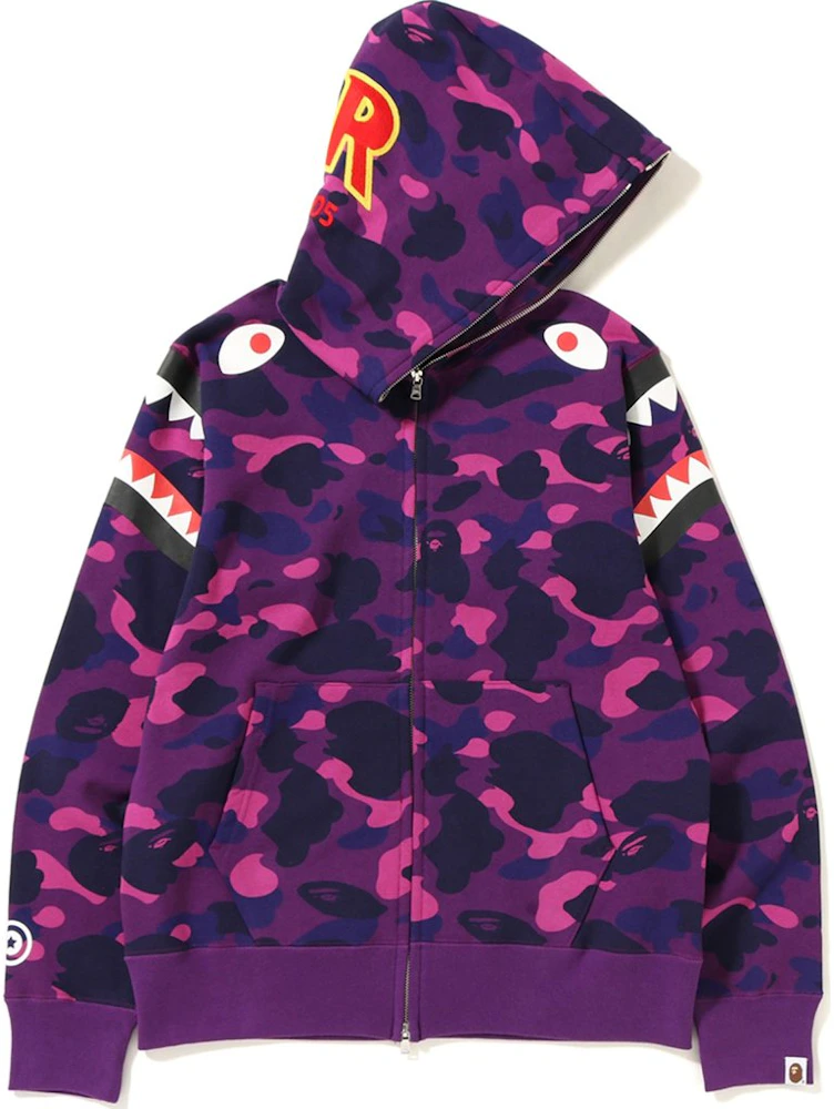 BAPE Camo Shark Full Zip Hoodie Purple - Victoria Jacket