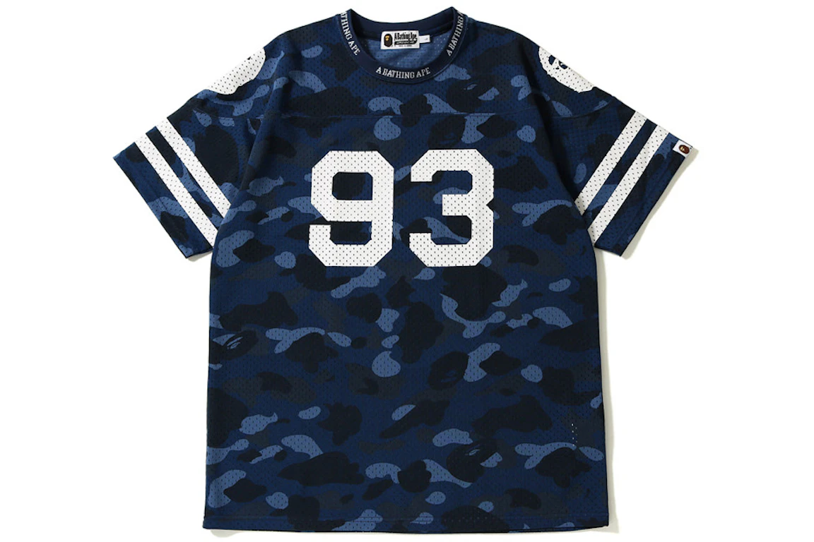 BAPE Color Camo Mesh Football Wide Tee Navy