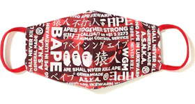 BAPE Color Camo Multi Logo Face Mask Red