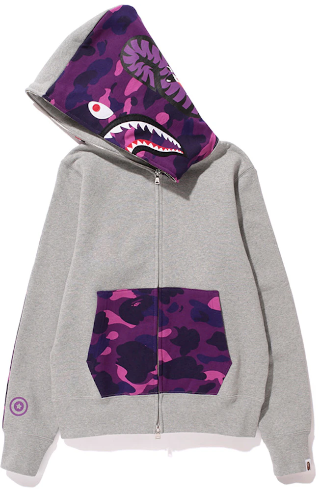 BAPE Color Camo NW20 Full Zip Shark Hoodie Grey/Purple Men's - SS14 - GB