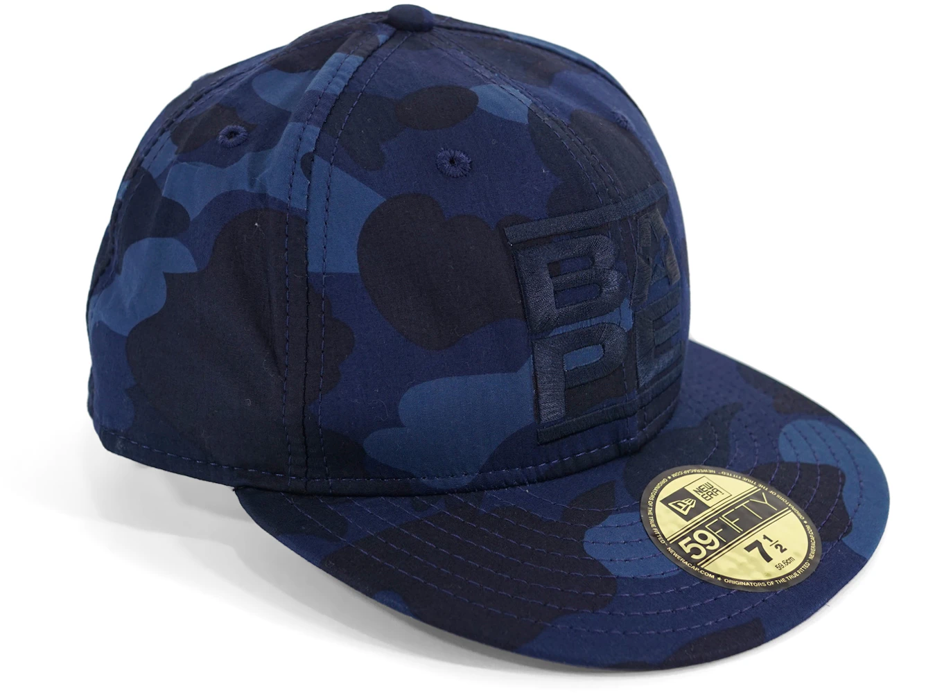 BAPE Color Camo RUN DMC Logo Fitted Baseball Hat Blue Men's - GB